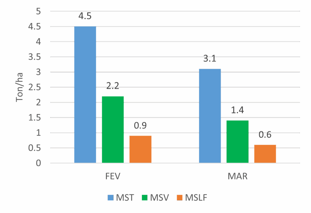 Gráfico 1: Produção de Massa Seca de forragem para diferimento de pastagem