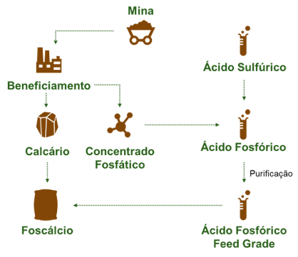 esquema de produção do Foscálcio